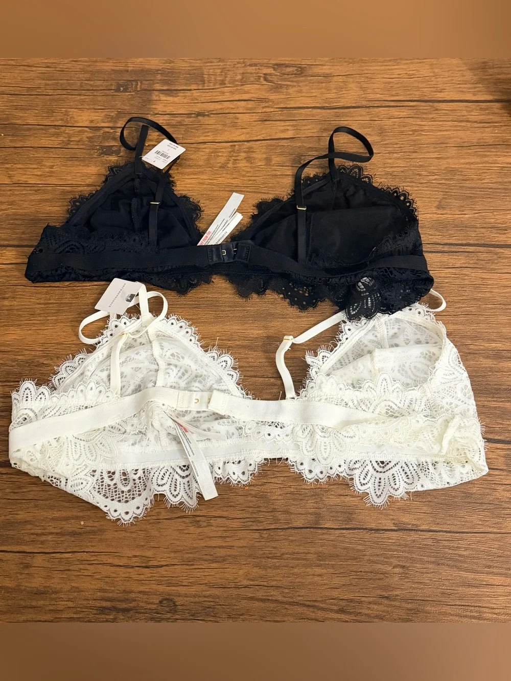 NWT Anthropologie Lace Bralette Set of 2 Black & White Size L